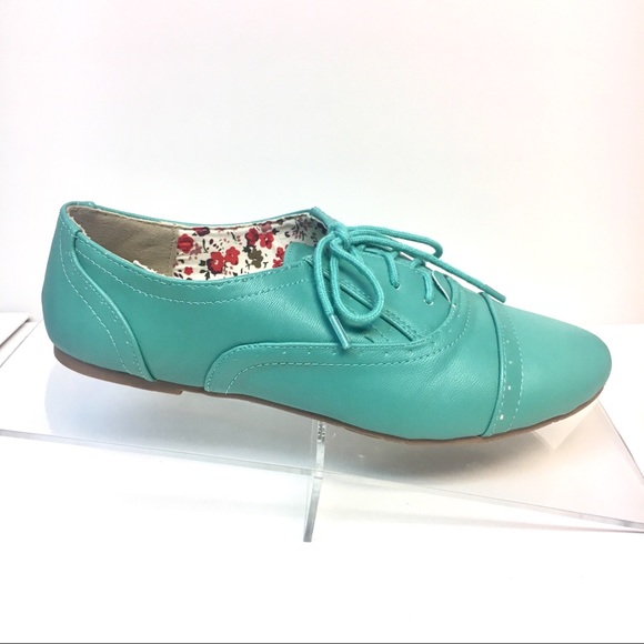 Nature Breeze Shoes Nwt Mint Green Oxford Flats Faux Leather Poshmark